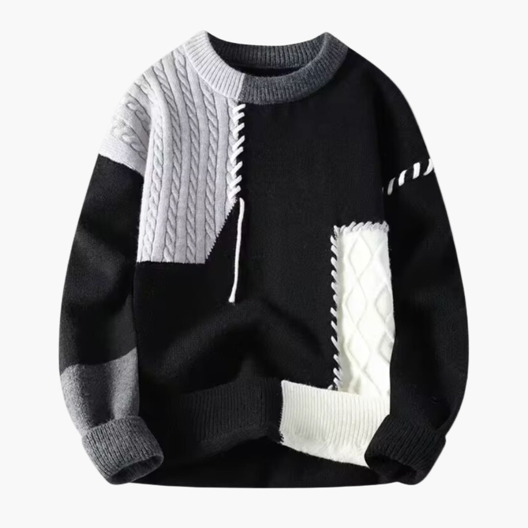 Herren Strickpullover Patchwork Modern Trendig Herbst Winter