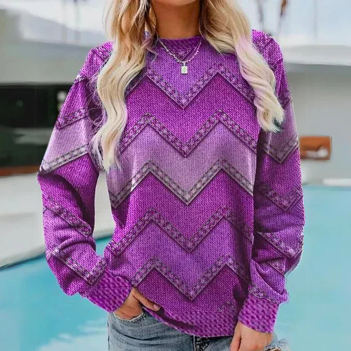 Bunter Strickpullover Oliv Grün Retro