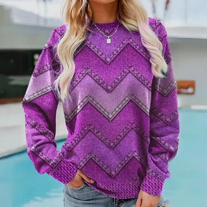Bunter Strickpullover Oliv Grün Retro