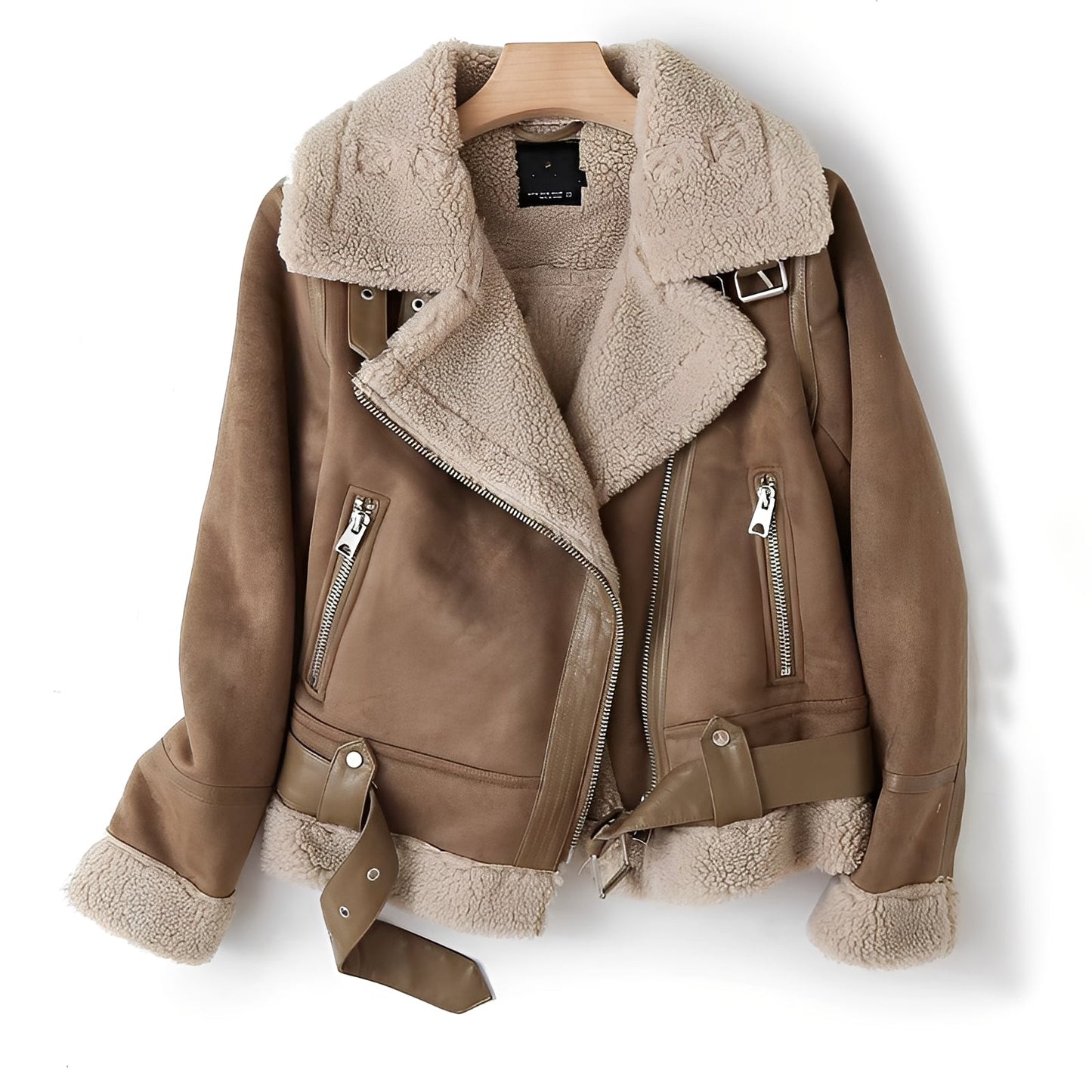 Damen Lederjacke Weich Schwarz