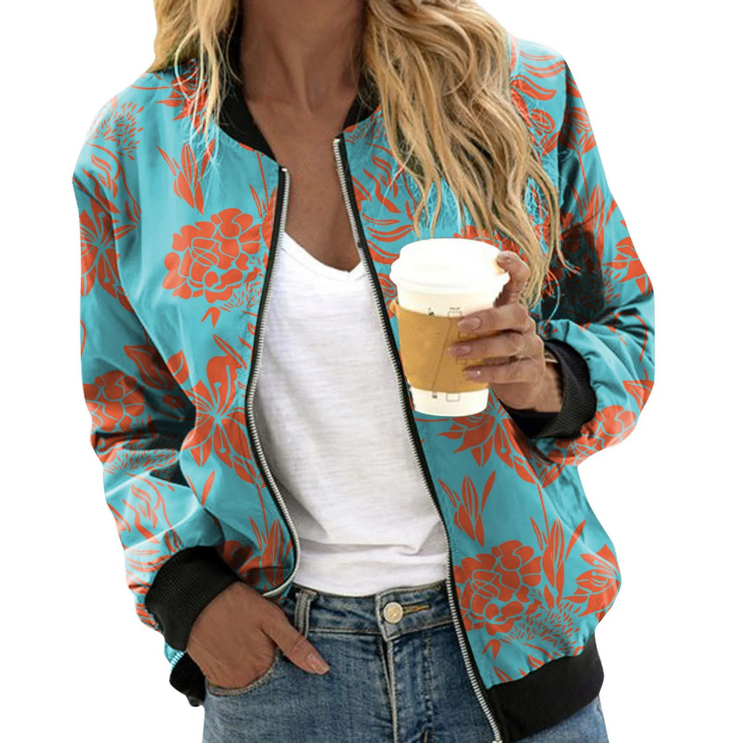 Stylische Damenjacke Blumenmuster Trend
