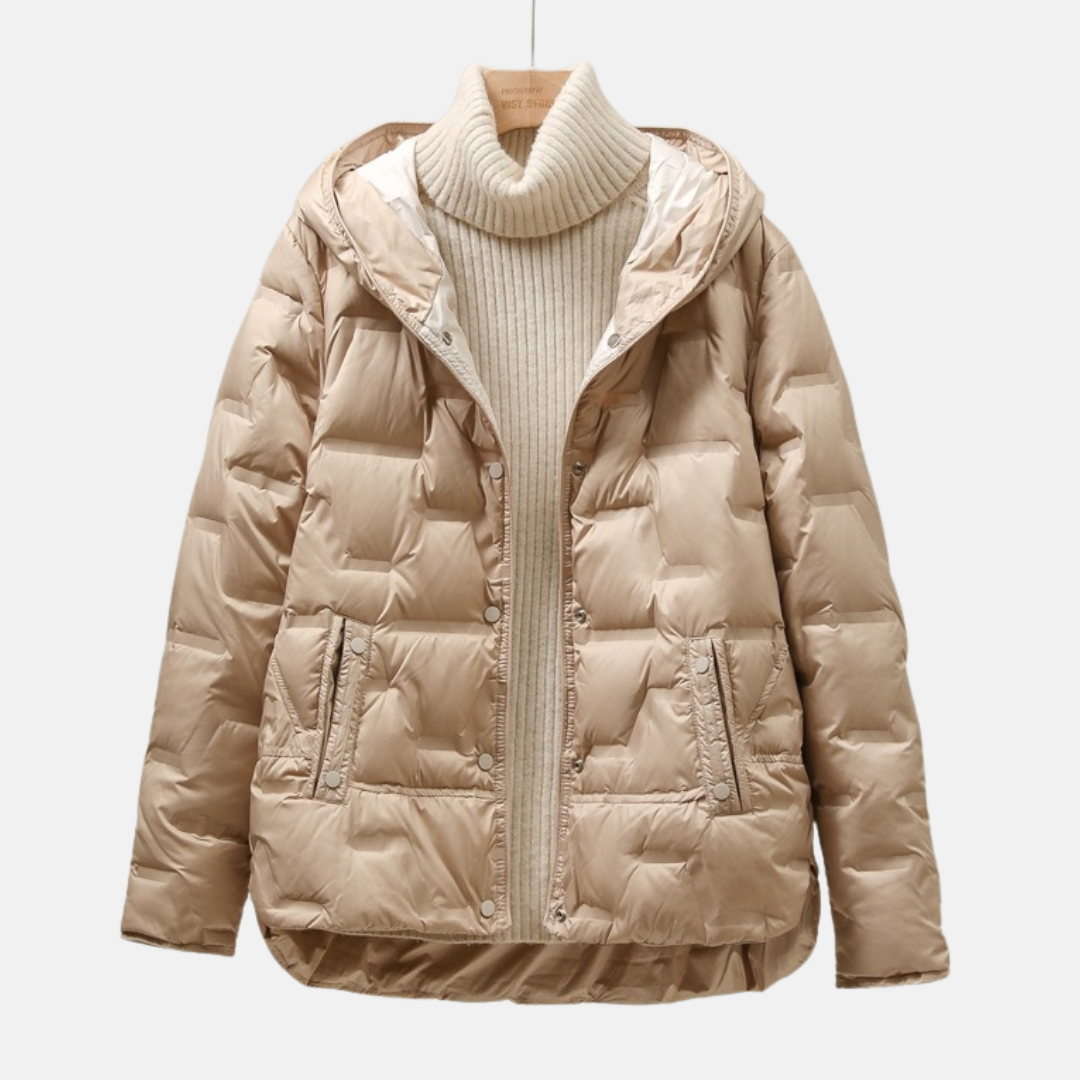 Winterjacke Puff Gequiltet Abnehmbarer Hood