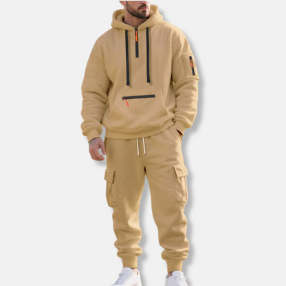 Bequemer Trainingsanzug Kapuzenpullover Cargo-Hose - IdealeKleiden