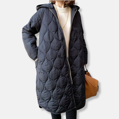 Winterjacke Damen Lang Quilted Oversized Kapuze