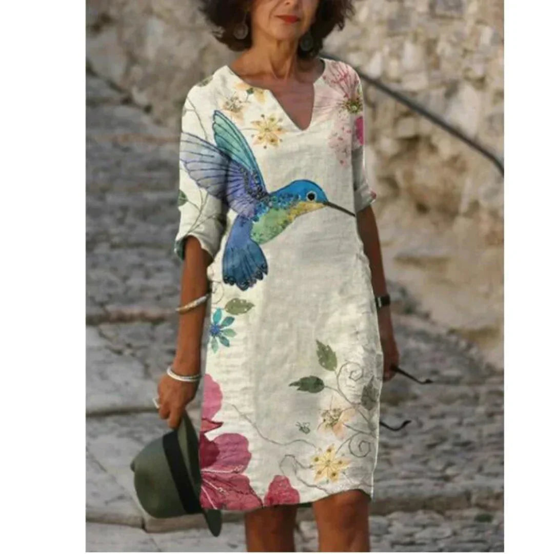 Damen Langarm Kleid Modernes Muster