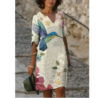 Damen Langarm Kleid Modernes Muster
