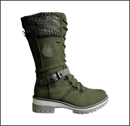 Damen Stiefel Winter Warm Schnürschuhe