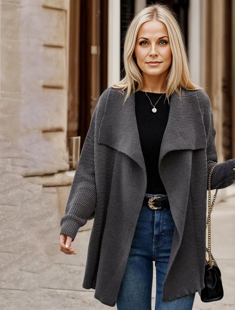 Stylischer Grauer Cardigan Damen