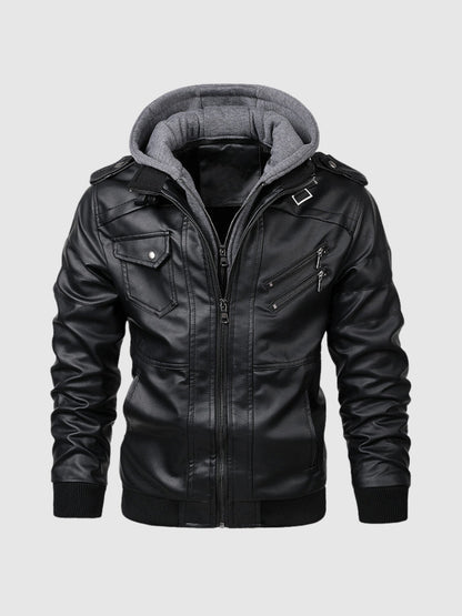 Herren Lederjacke Modern Schwarz Stylisch