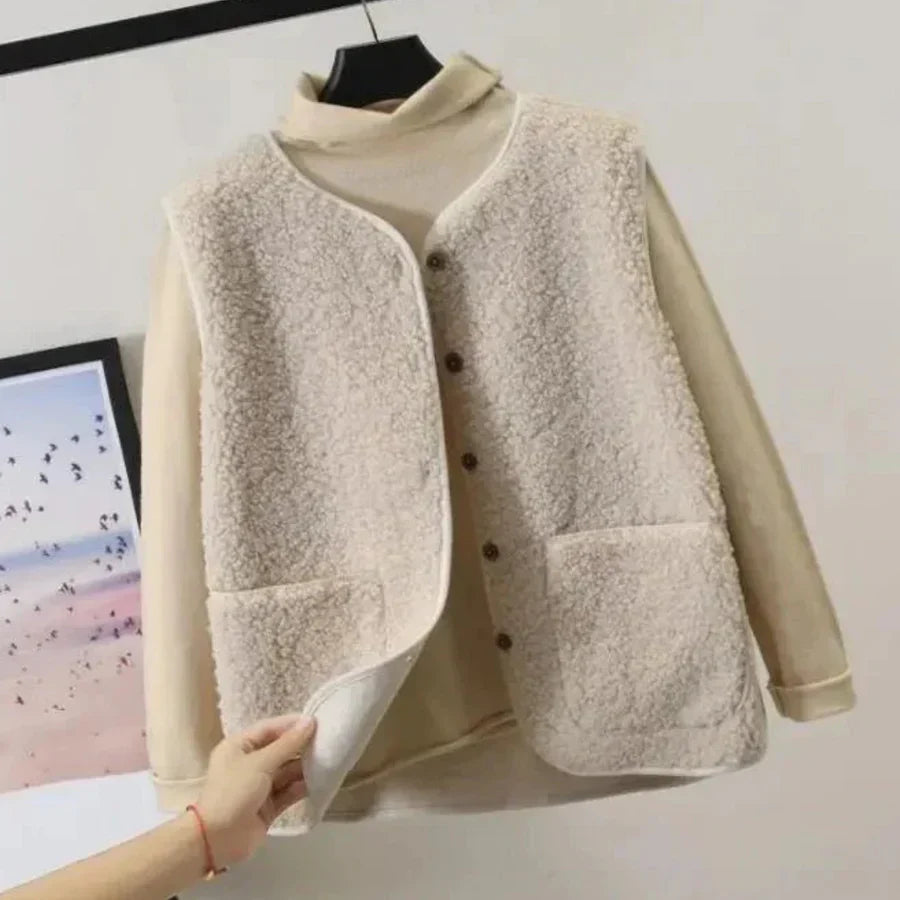 Kleid Ohne Ärmel Damen Warm Knopfverschluss