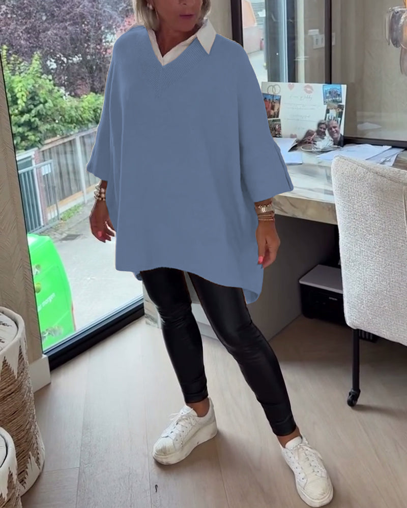 Frauenkleid V-Ausschnitt Asymmetrisch Chic