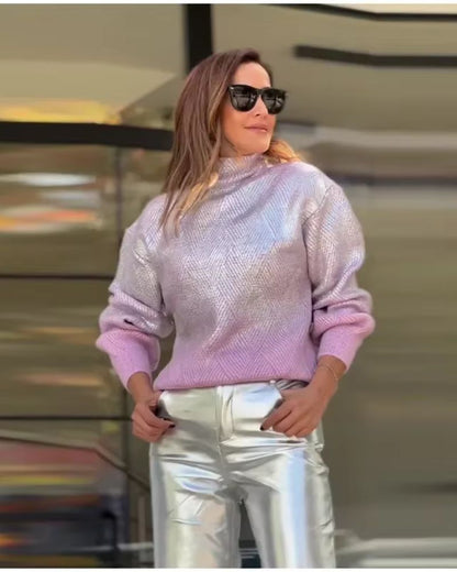 Modischer Strickpullover Glitzer Effekt
