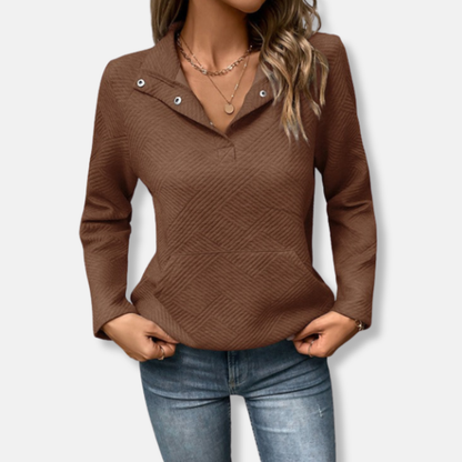 Gemütliches Sweatshirt mit Kragen Pullover Baumwolle