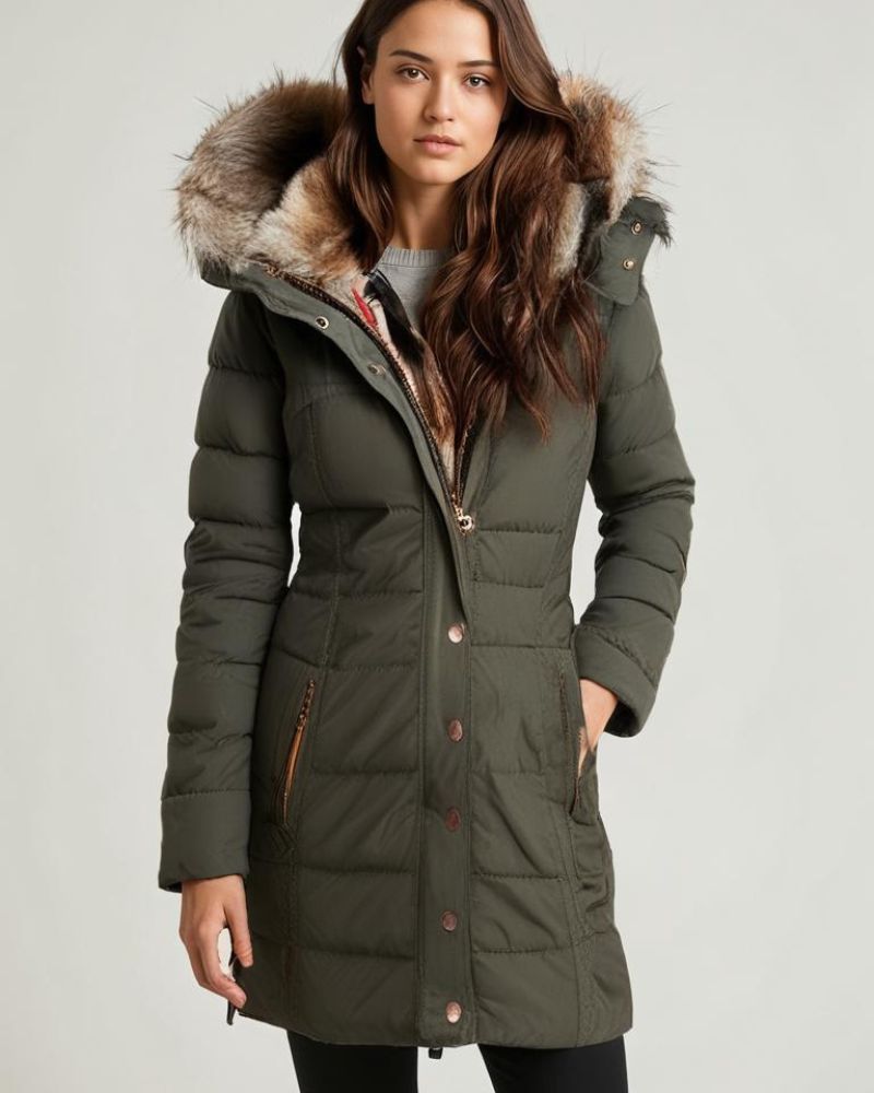 Warmes Winterkleid | Fellgefütterter Damenparka