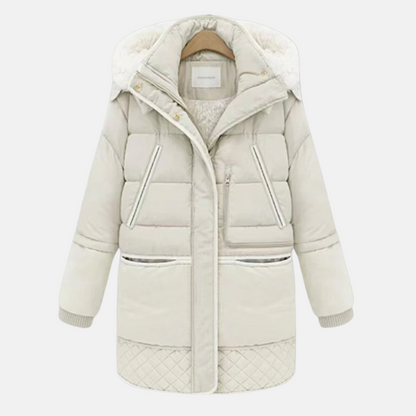 Gefütterter Wintermantel Oversized Kapuze Taschen
