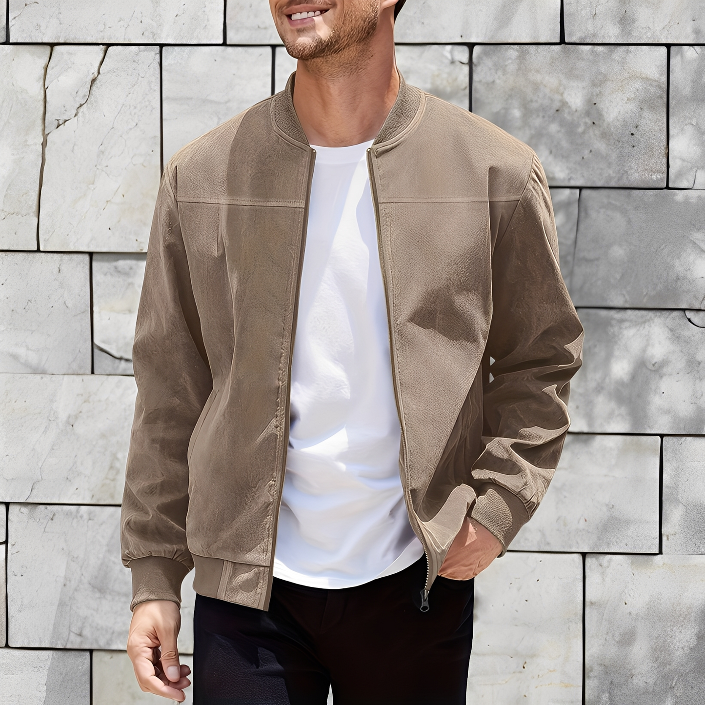 Männer Lederjacke Elegant Wildleder - IdealeKleiden
