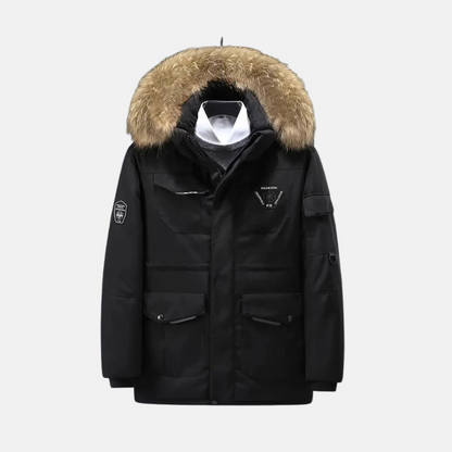 Winddichte Parka Jacke mit Abnehmbare Kapuze und Kunstpelz