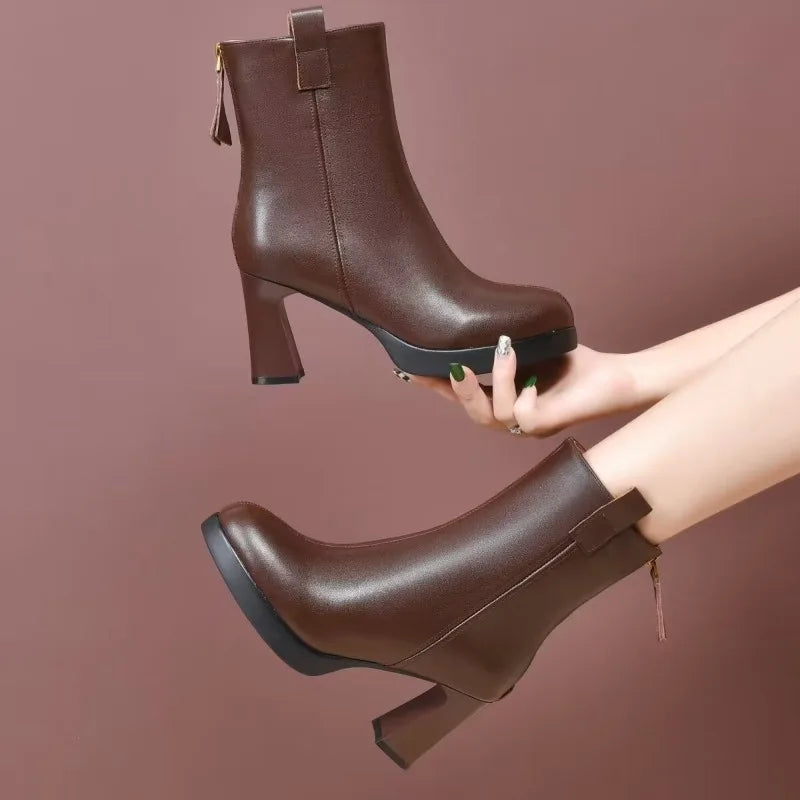 Elegante Damen Stiefel High Heel Spitze