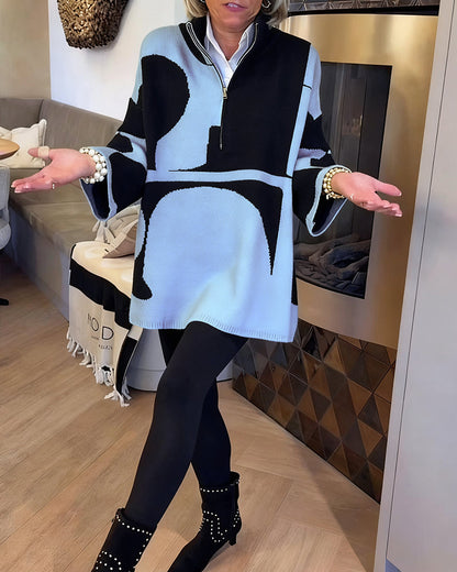 Elegante Damenkleid Mit Reißverschluss Stehkragen