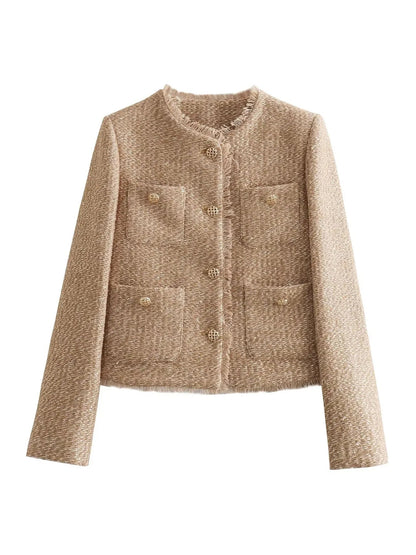 Elegantes Damen-Jäckchen Kurz Tweed-Design