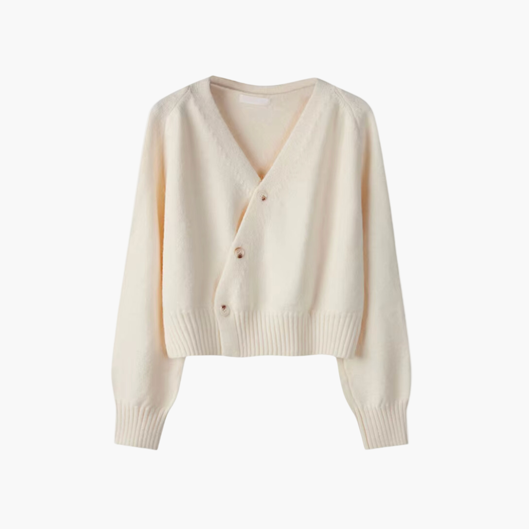Stilvolle Strickjacke V-Ausschnitt Damen Cardigan Modern