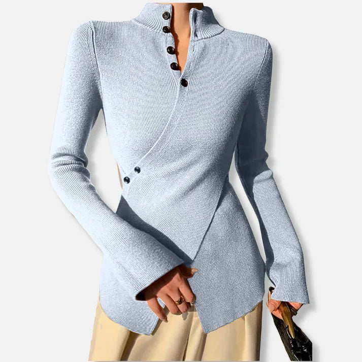 Frauen Strickpullover Slim Fit Hochkragen