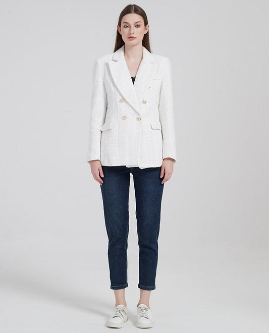 Elegante Damenjacke Doppelreiher Stil - IdealeKleiden