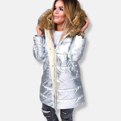 Warme Winterjacke Nylon Parka Fellbesatz