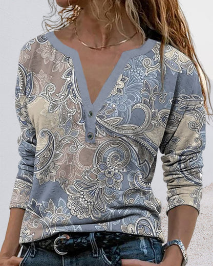 Frauenkleid V-Ausschnitt Paisley Druck