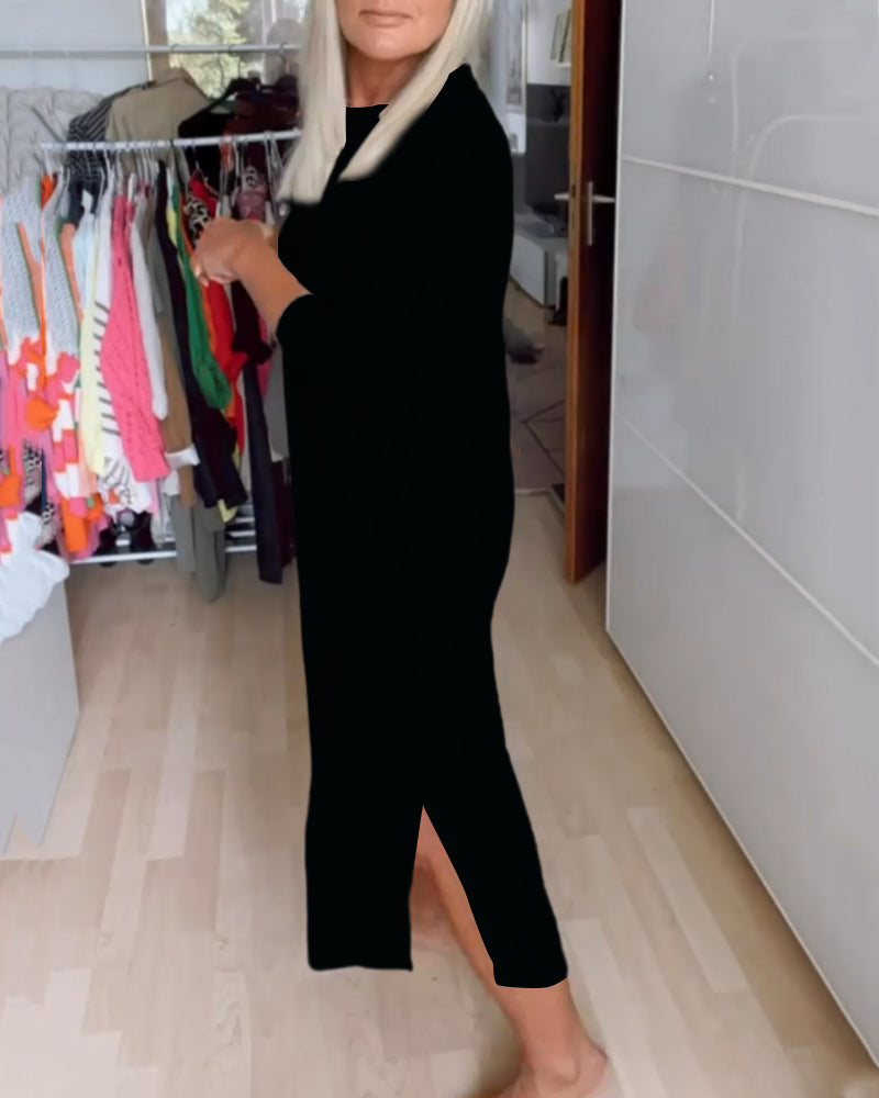 Modisches Rundhals Kleid Lässig Chic
