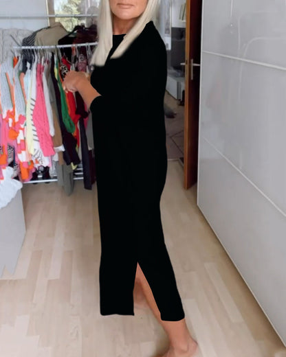 Modisches Rundhals Kleid Lässig Chic