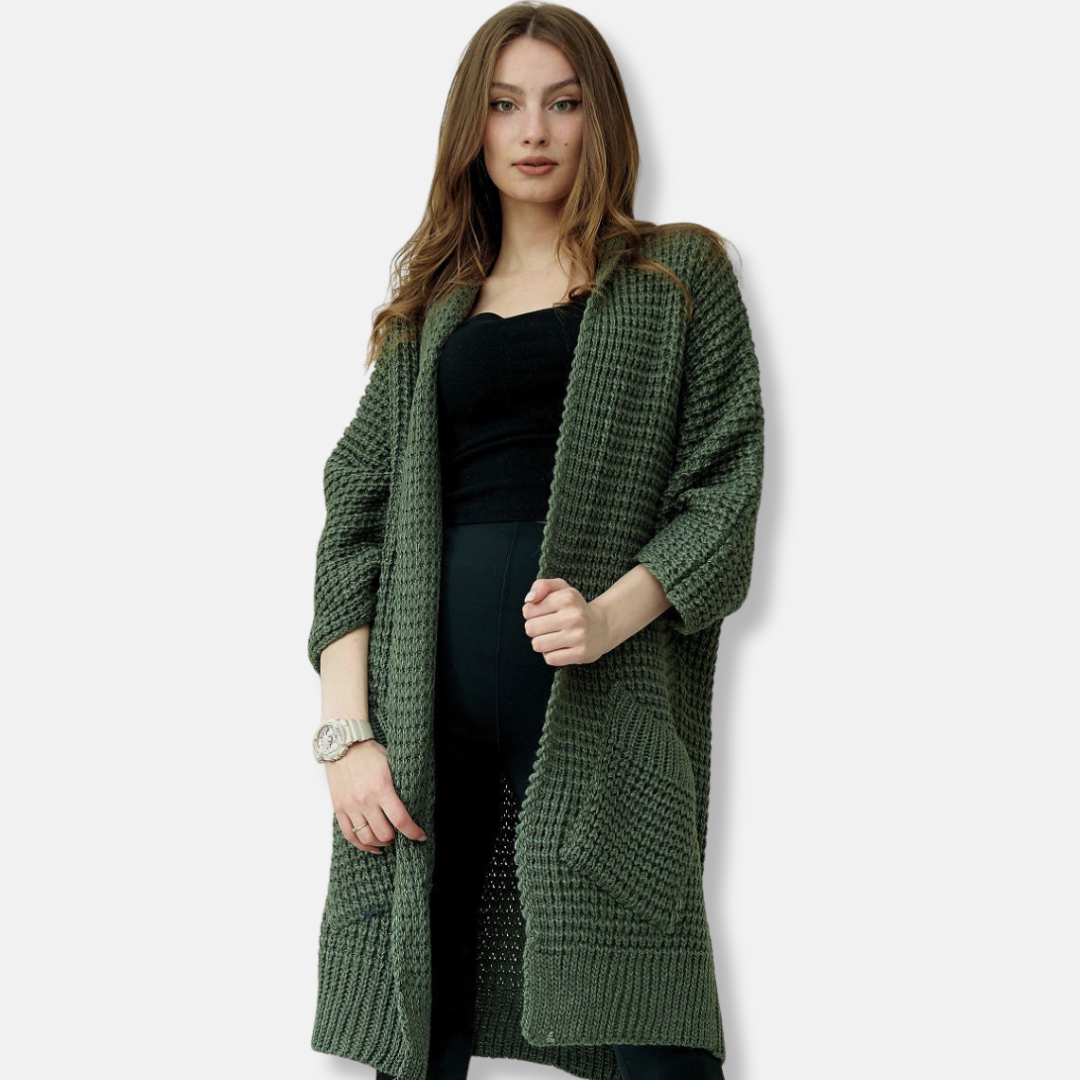 Großer Strickmantel Oversized Offene Vorderseite