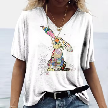 Weiße T-Shirts mit Niedlich Hasen Design