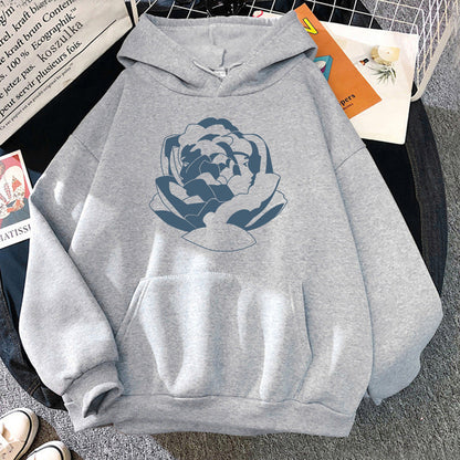 Große Kapuzenpullover Weich Baumwolle Trendy Grafikdruck