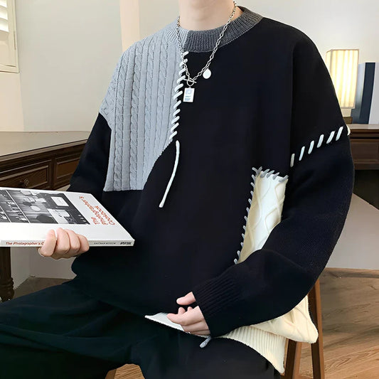 Herren Fleece Pullover Bunt Gemustert - IdealeKleiden