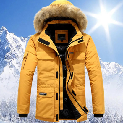 Herren Parka Winterjacke mit Pelz Kragen