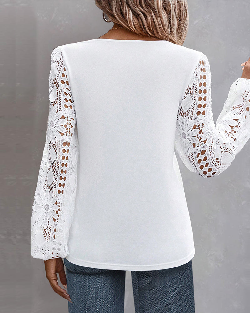 Elegante Bluse Spitzenbesatz - IdealeKleiden