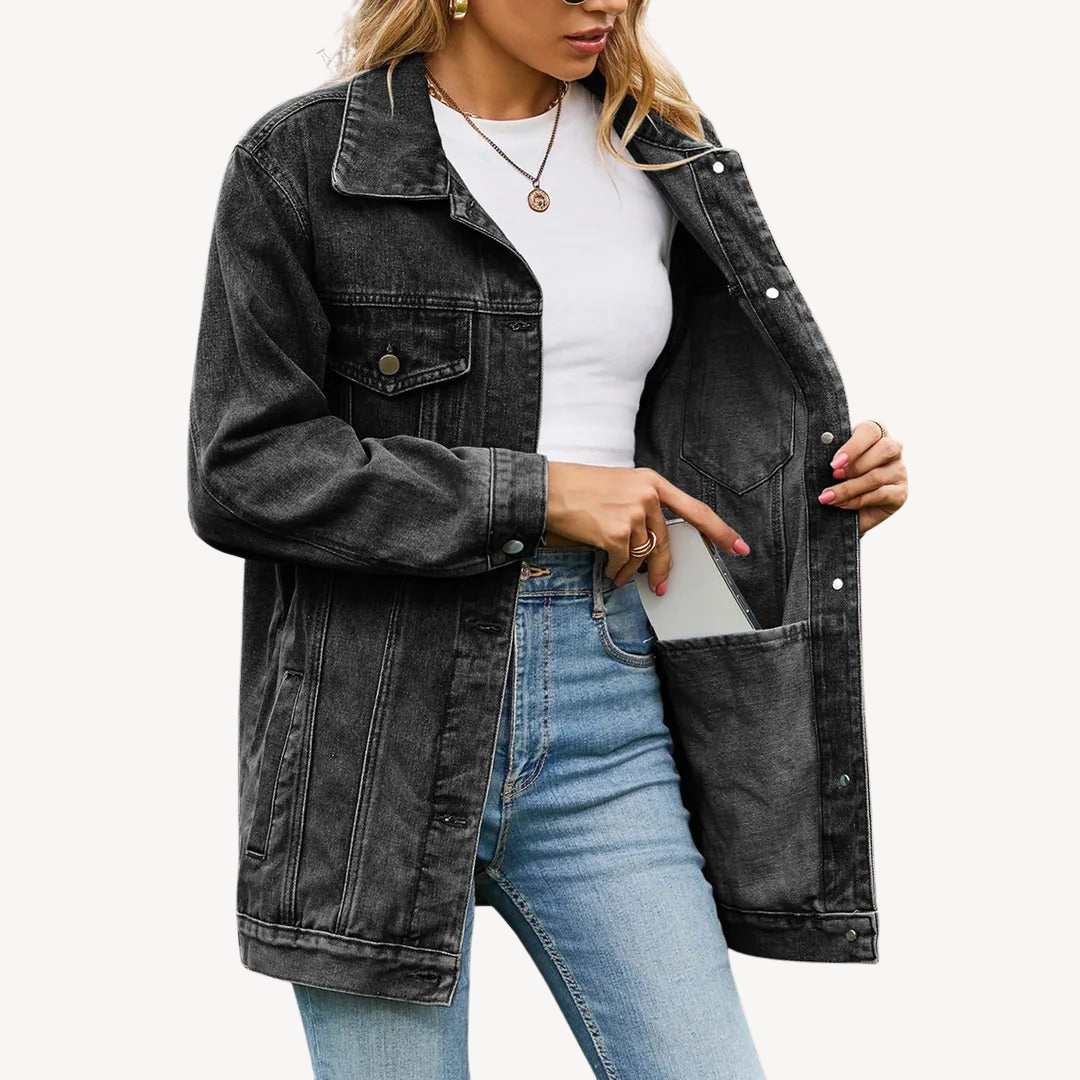 Elegantes Denim Jackenkleid für Damen - IdealeKleiden