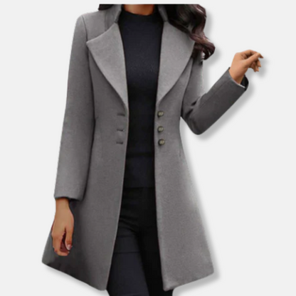 Mantel Damen Wolle Slim Fit Mittellang