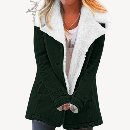 Damen Sherpa Fleece Denimjacke Warm