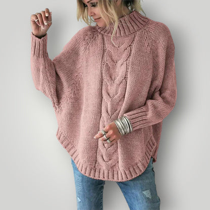 Damen Strickpullover Winterwarm Rollkragen