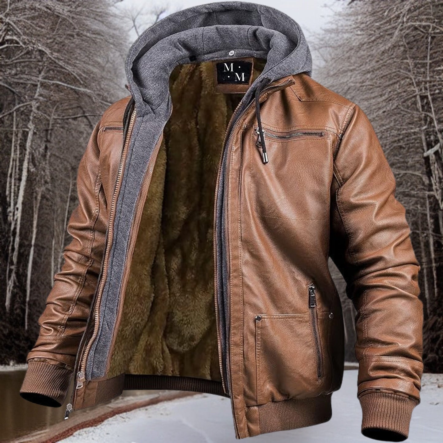 Lederjacke Herren Kapuze Elegant
