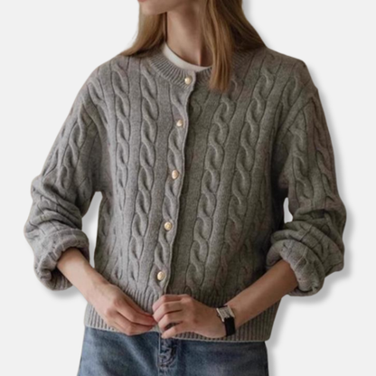 Wolle Strickjacke Kurz Rundhals Pullover
