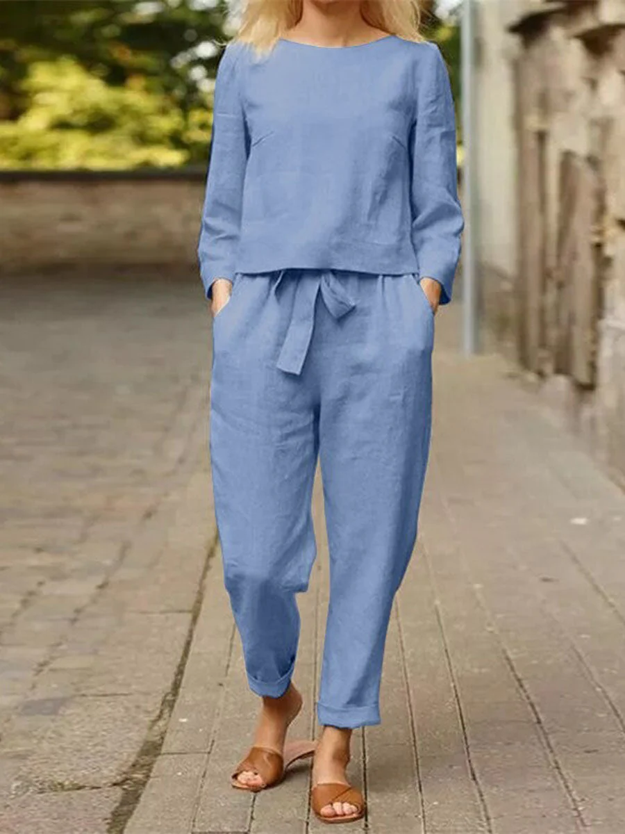 Damen Sport-Set Langarm Oberteil Hochtaille Hose