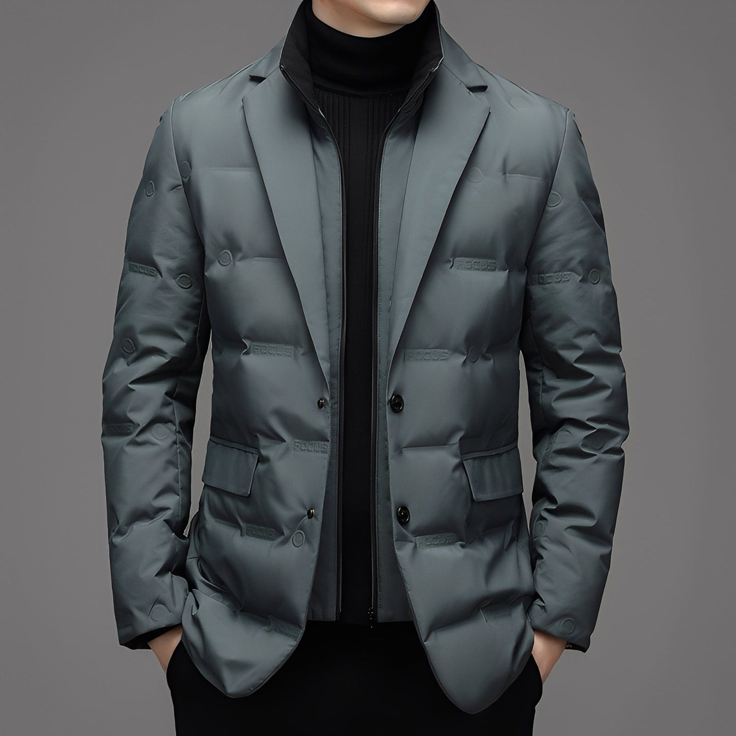 Herren Daunenjacke Lässig Elegant Schwarz
