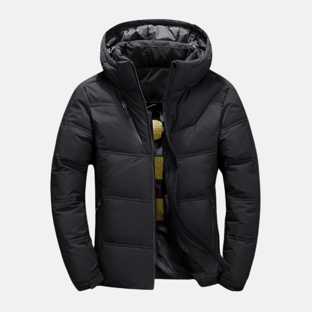 Praktische Steppjacke Kapuze Hüftlang - IdealeKleiden