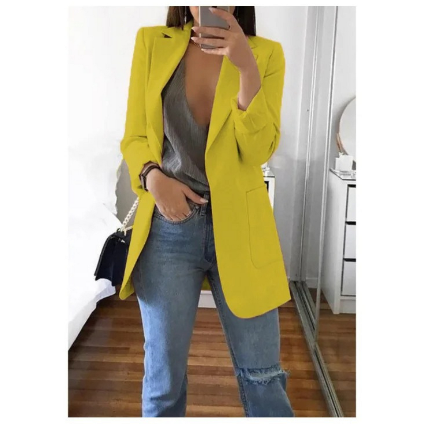 Damen Blazer Khaki Herbst Mode
