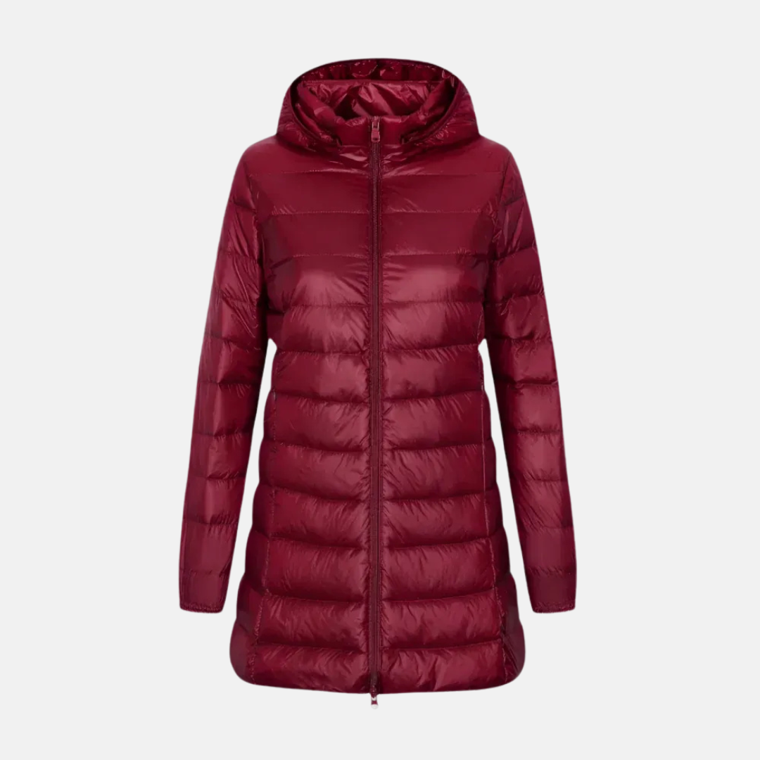 Daunenjacke Damen Mittellang Kapuzenparka Wasserfest