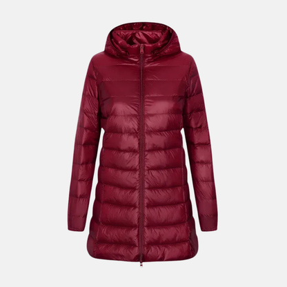 Daunenjacke Damen Mittellang Kapuzenparka Wasserfest