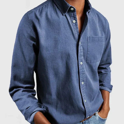 Herren Jeanshemd Traditionell Blau
